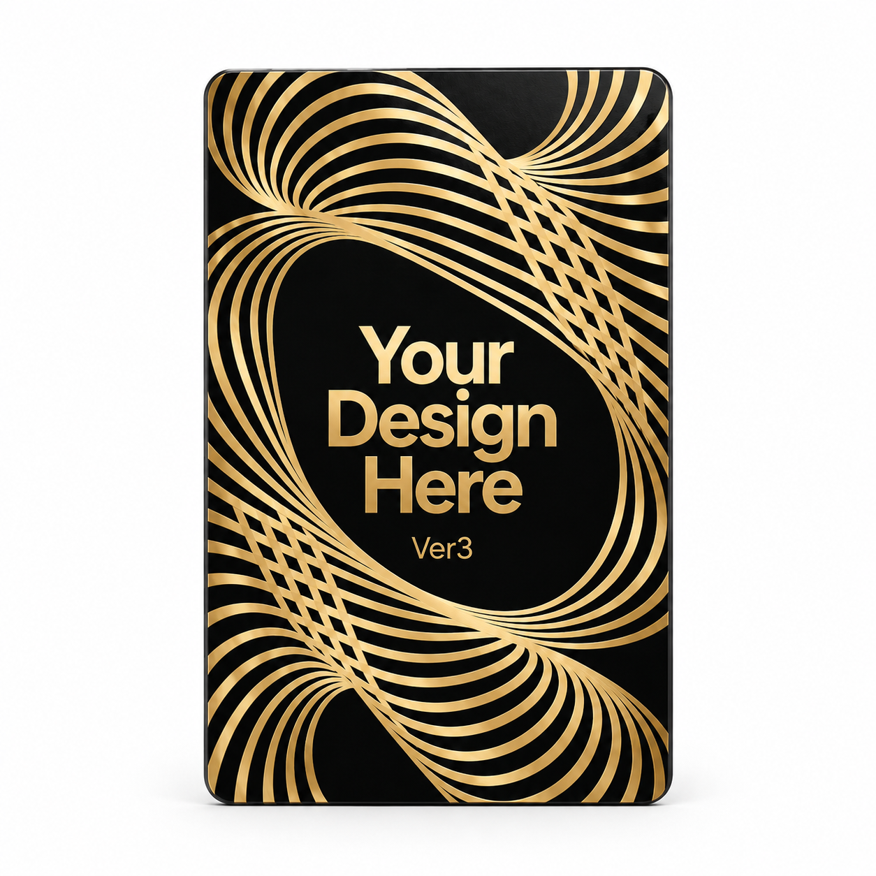 Ejemplo personalizado: PVC negro · Tinta dorada