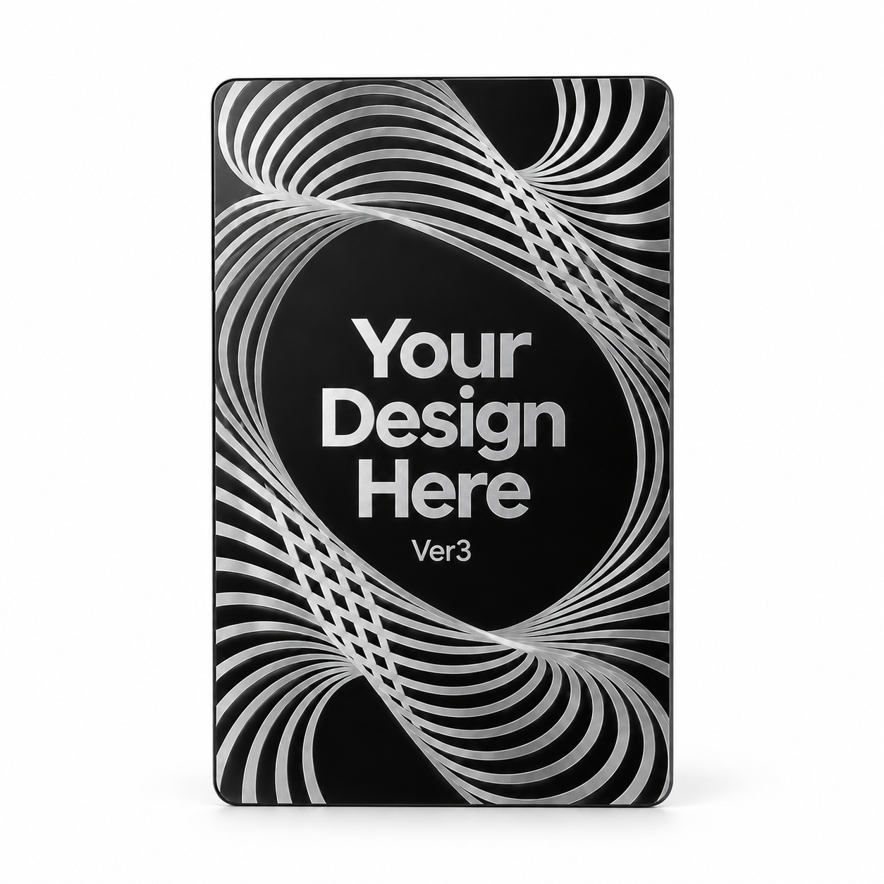 Ejemplo personalizado: PVC negro · Tinta plateada